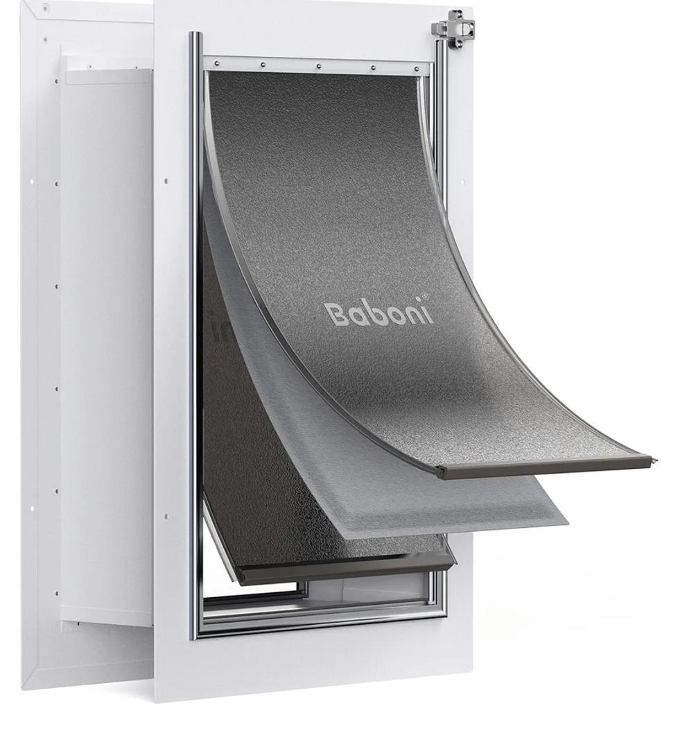 Baboni 3-Flap Pet Door for Wall, Steel Frame and Telescoping Tunnel, Aluminum Lock, Double Flap Dog Door and Cat Door, Strong and Durable (Pets Up to 100 Lb) -Large Baboni 3-Flap Pet Door for Wall, Steel Frame and Telescoping Tunnel, Aluminum Lock, Double Flap Dog Door and Cat Door, Strong and Durable (Pets Up to 100 Lb) -Large