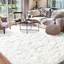Rezutan Large 8x10 Area Rug for Living Room,White Soft Shag Rugs for Bedroom, NonSlip Ultra Fluffy Rug,Modern Plush Carpet for Girls Boys Kids Room Dorm, Fuzzy Rug for Home Decor Aesthetic