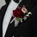 AuroraAria Red Boutonniere for Men,Set of 6,Groom Boutonniere for Wedding,Anniversary,Homecoming,Formal Dinner Party,Wedding Decor,Artificial Red Rose