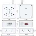 Surge Protector Power Strip - CHCORE 5Ft Braided Extension Cord with 8 Outlets with 4 USB (2 USB C) Charging Ports, Flat Plug Multi Plug Outlet Extender Charging Station for Home Office, ETL, White