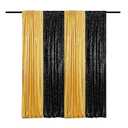TCBESTO Black Gold Sequin Backdrop Curtain 4 Panels 2FTx8FT Glitter Background Drapes Sparkle Photography Backdrop for Party Wedding Birthday Wall Decoration