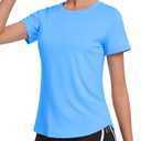 MAGCOMSEN Gym Tops for Women UPF 80+ Quick Dry Summer Breathable Athletic Workout Outdoor UV Protection Shirts Blue XXL (Blue, XXL)
