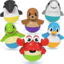 Tub Works Tub Bobbers Bob, Wobble & Float Upright Toddler Bath Toys, 6 Pack | Unique Wobbling Action | Sealed, No Hole Baby Bath Toys | Engaging Bathtub Toys for Kids | Water Table & Baby Pool Play