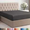 Full Fitted Bed Sheet - Bottom Single Fitted Sheet Only - Ultra-Soft Hotel Luxury Bedding w/ 8-16 Inch Deep Pockets - Breathable, Cooling & Wrinkle Free - Easy-Fit, Fade & Shrink Resistant - Charcoal