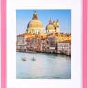 wyooxoo 11x14 Picture Frame Made of Solid Wood Pink Photo Frames Display Pictures 8x10 with Mat or 11x14 Without Mat Colorful Frame Horizontal and Vertical for Wall