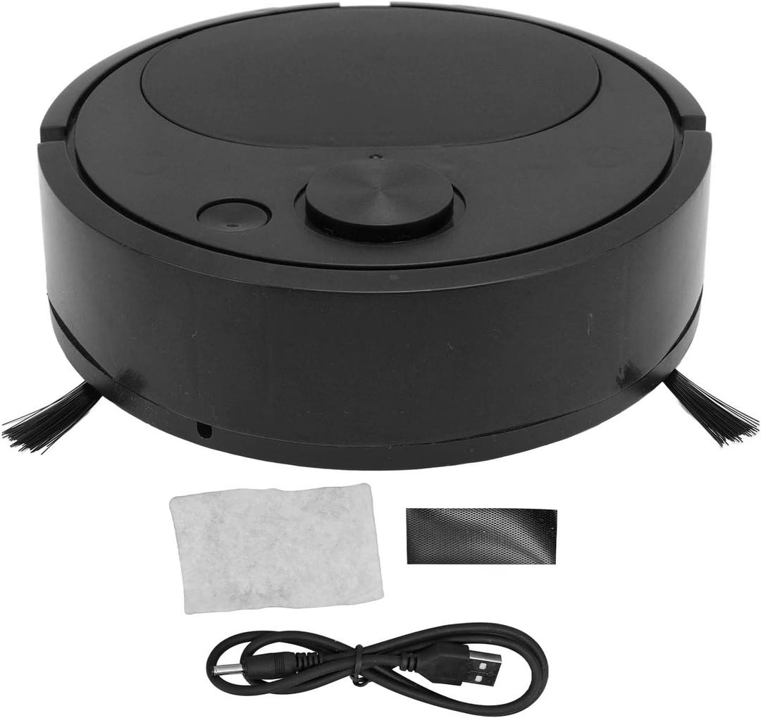 Pwshymi Multifunctional Robot Vacuum Cleaner, Mini Smart Sweeping Robot with USB Charging for Wooden Flooring, Tile and Carpet, Black