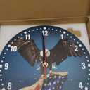 SPUNKER America Flag Eagle Wall Clocks,Patriotic Bald Eagle Wall Clock Battery Operated 10 Inch,Round Clock Silent Non-Ticking Wall Decor for Farmhouse Office Home School Living Room Bedroom