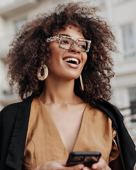 JM 3 Pack Oprah Style Reading Glasses for Women Men, Fashion Square Blue Light Blocking Readers +1.50