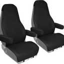 Mixsuper Semi Truck Seat Covers for Freightliner Cascadia 125 116 125, 2022-2026 Cascadia Seat Covers Full 6-Piece Set with Armrest Cover and Integrated Headrest, Silicone Bottom Cascadia Accessories
