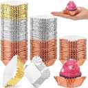 Layhit 600 Pcs Square Mini Foil Cupcake Liners Disposable Brownie Square Baking Cups Foil Muffin Liners Cupcake Papers Party Supplies for Weddings Birthdays Baby Showers (Bright Color)