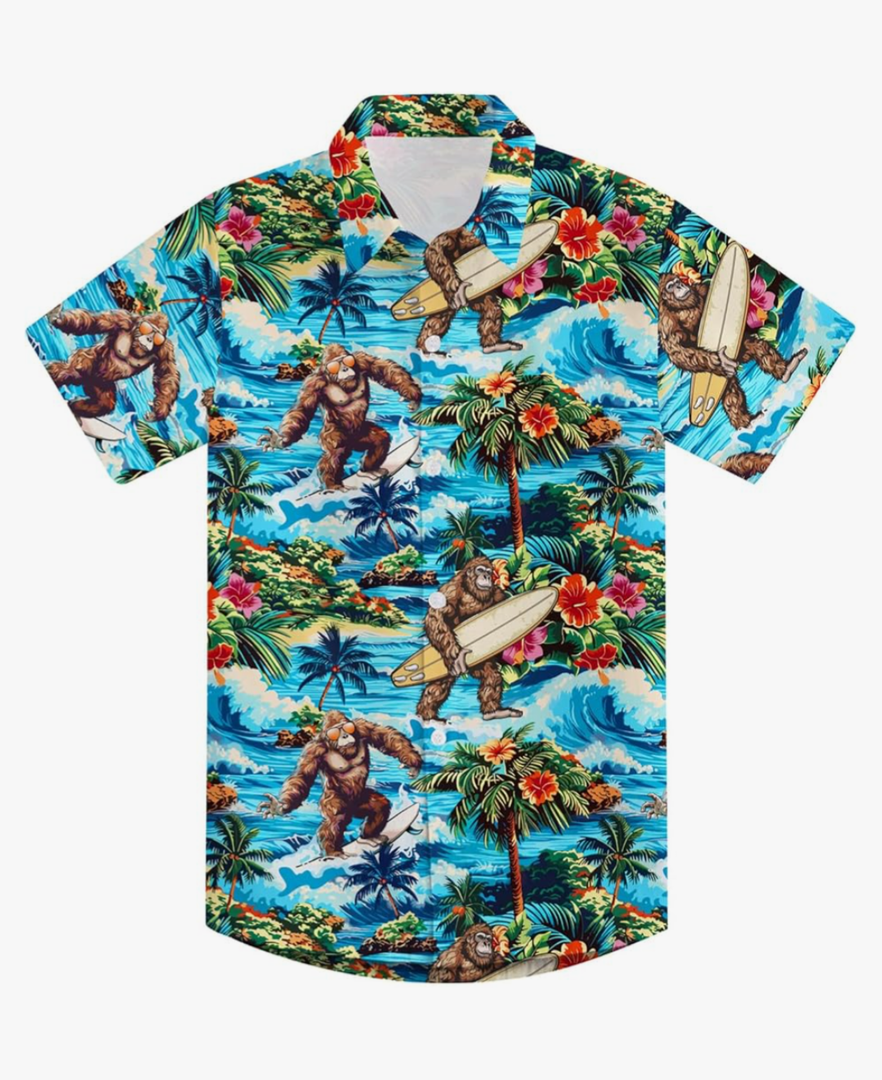 Boys Novelty Hawaiian Short Sleeve Button Down Dress Shirt, Size 120