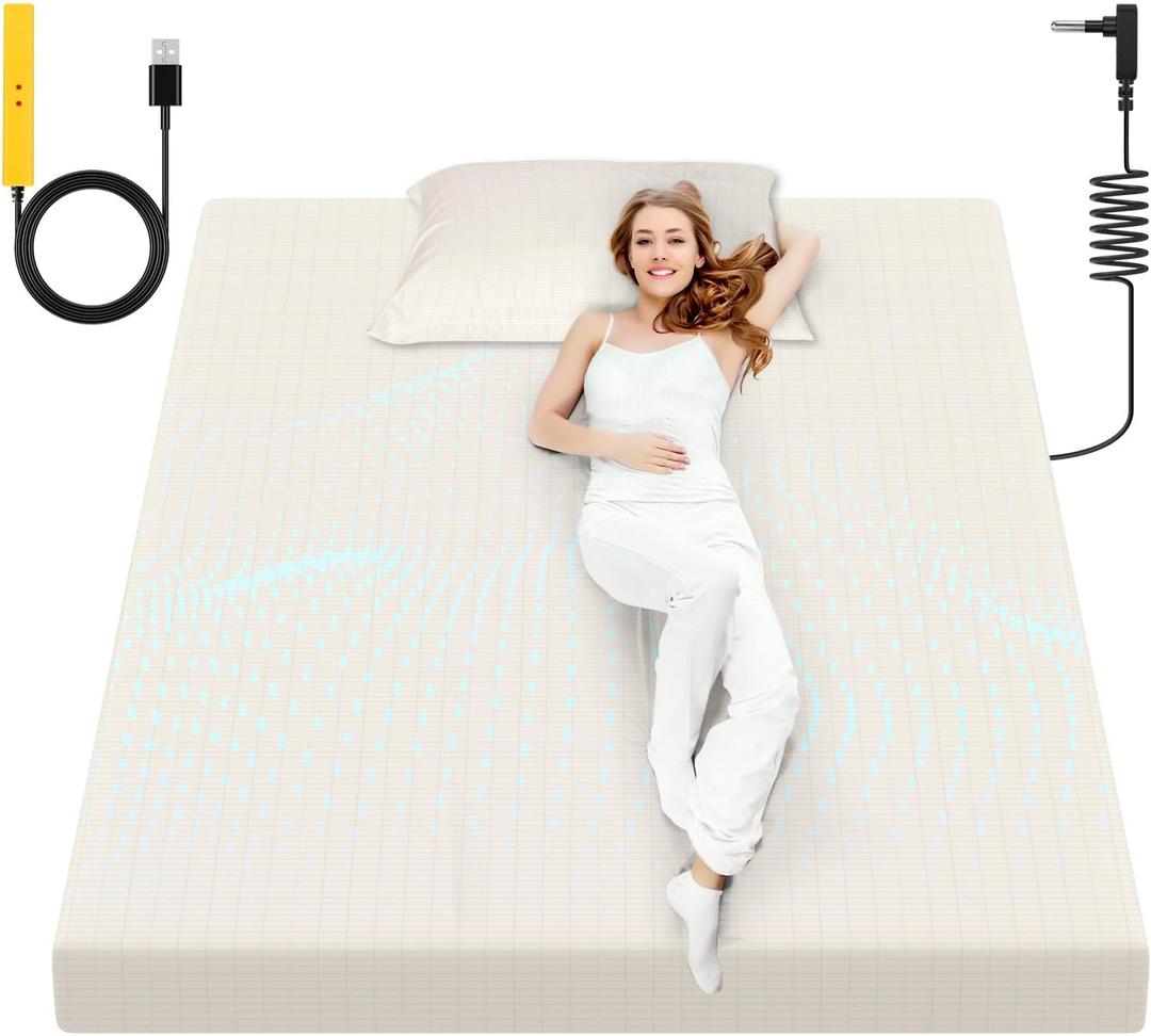 Grounding Sheet, 90% Organic Cotton + 10% Pure Silver Organic Fitted Grounded Sheet for Improved Sleep, Connected Earth Energy - Healthy Sleep Therapy (White, (78.3 * 80.4 * 15inch))