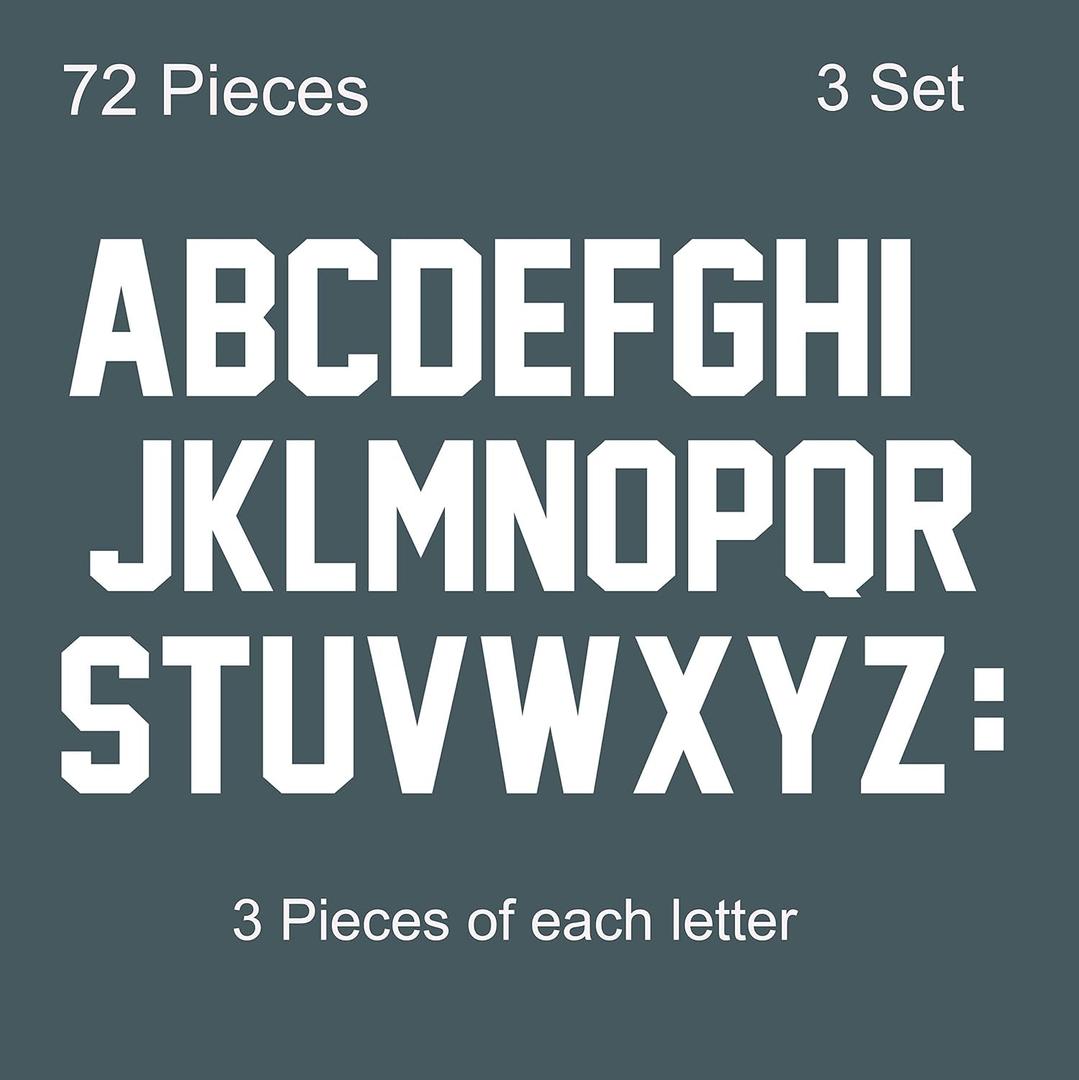 78 Pieces 2 Inch Iron On Letters A to Z Heat Transfer Letters Paper for Clothing Sport Jersyes T Shirts Team Name(White)
