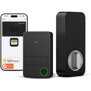 X3 Apple Home Key Door Lock Deadbolt, iOS ONLY, Smart Keyless Entry Door Lock with Fingerprint, Works with HomeKit Over Thread (Border Router), Voice/App/Remote Control, IP65 Weatherproof, Black