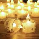 SupBri 12 Pack Flameless Tea Lights Candles Battery Operated, Crystal Led Tealight Candles,Votive Electric Fake Candles for Valentines Wedding Diwali Christmas Decorations