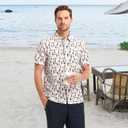 M MAELREG Mens Hawaiian Shirts Short Sleeve Button Down Tropical Beach Floral Solid Print Summer Vacation Mens Casual Shirts (L)