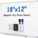 2 x VUSIGN Magnetic White Board Kit for Wall 18" x 12", 1 Dry Eraser & 2 Multicolor Markers & 4 Magnetic Pins, Sliver Reinforced Aluminum Frame for Home, School, Office
