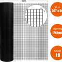 Zevemomo 36" x 50' 1/4inch PVC Hardware Cloth Vinyl Coated Chicken Wire Fence Galvanized Welded Mesh Roll for Home Garden Rabbit Cage, Black