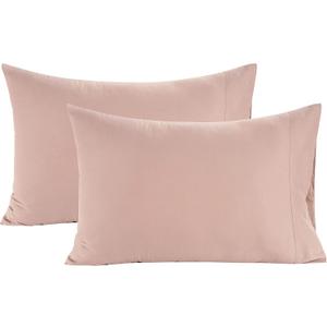 LANE LINEN 100% Organic Cotton Pillowcases - Standard Size and Crisp Cool Percale Weave Sleeping Pillow Covers Set of 2 - Dusty Rose