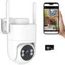 6MP TUYA Security Camera Outdoor, 2.4G/5G WiFi Cameras for Home Security 24/7 Recording, Pan-Tilt 360 View, Auto Tracking & Light Alarm, Color Night Vision,Two-Way Audio, Plug-in cam, IP66/Cloud/64GB (White + 64GB SD Card)