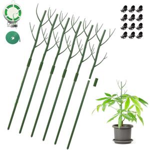 GardenPal 27.56" 6 Pack Detachable Twig Plant Support Stakes, Branch Sticks with Orchid Clips and Twist Ties, Blends with Plants - Ideal Plant Stakes for Indoor/Outdoor Use