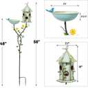 HLQMFHT 56" H Bird Baths and Bird Houses with Pole,Metal Bird Bath Bowl,birdhouses for Outdoors,Bird Bath with Stake,Garden Yard Decor