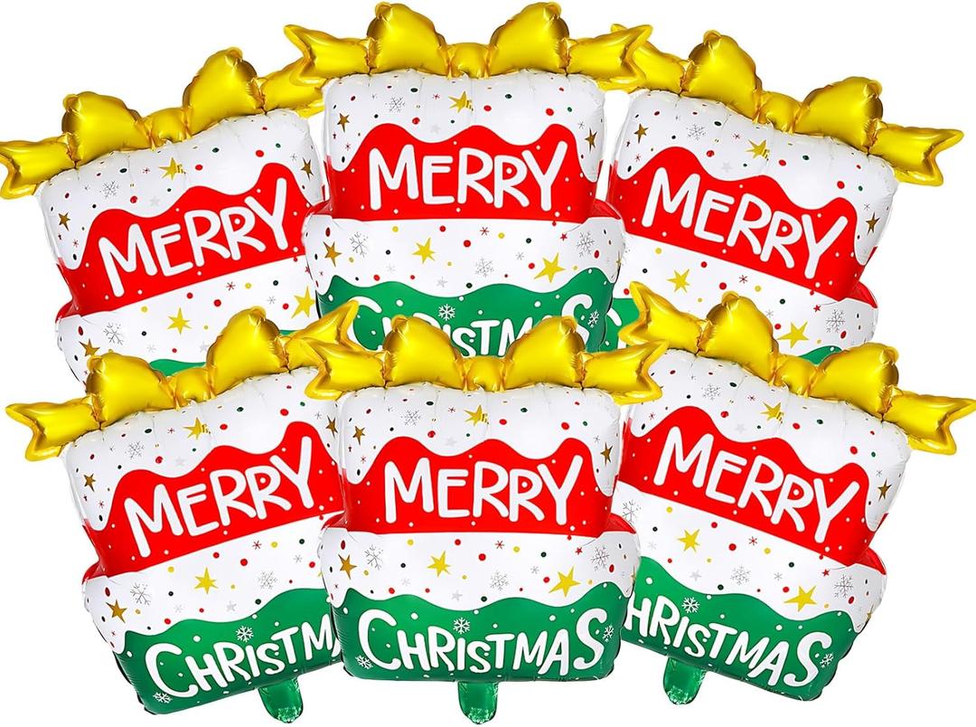 6Pcs Christmas Cake Balloons Set, 23-in Cake Balloons, Can Be Used for Christmas and Birthday Parties or Banquet Scene Decorations
