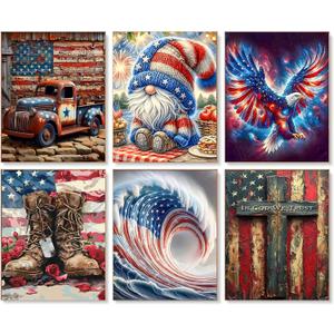 KYOQFVN 6 Pack Independence Day Paint by Numbers Kit for Adults - 4 of July Patriotic Adult Paint by Number Kits on Canvas, DIY Acrylic Oil Numbers Painting Kits for Home Decor 12 x 16 inches