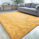 OLANLY 5x7 Machine Washable Large Area Rugs for Living Room, Bedroom, Soft Fluffy Shaggy Bedside Rug, Indoor Floor Carpet for Kids Girls and Boys, Dorms, Nursery, Home Decor Aesthetic, Mustard Yellow