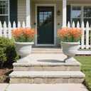 12 Bundles Artificial Flowers for Outdoors Fake Silk Flowers UV Resistant No Fade Plastic Flowers for Spring Summer Outside Garden Porch Window Box, Indoor Table Vase Home DecorSunset Red (Orange)