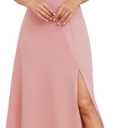 DRESSTELLS Formal Dress for Women, Cocktail Wedding Guest Party Prom Dress, Long Split Gowns and Evening Dresses (Large, Blush)