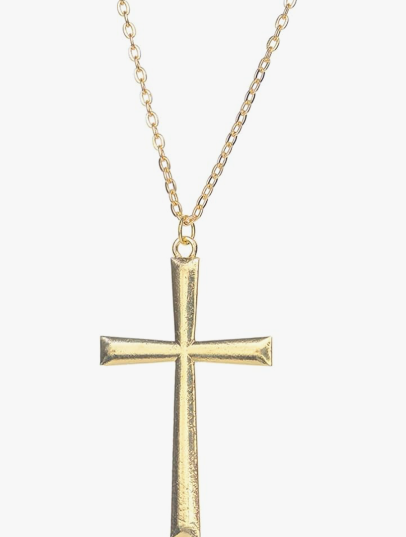 FVCENT Gold Cross Necklace Men's and Women's Jewelry Alloy Chain Pendant Party Clothing Accessories Role Playing Dress Up (Golden)