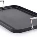 All-Clad HA1 Hard Anodized Nonstick Griddle Pan For Stovetop 13 x 20 Inch, Double Burner, Professional Cookware, Dishwasher-Friendly, Oven-Safe Up to 500F, Black (11" x 11" x 4.9")