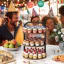 Aminigram 2 Pack Wooden Cupcake Stand, 3 Tier Large Cupcake Tower Stand 50 Cupcakes, Dessert Stand Cupcake Display Stand Cupcake Tower for Party, Wedding, Birthday, Halloween, Farmhouse Decor