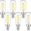 Dimmable E12 Candelabra LED Bulbs 60W Equivalent 6W 600lm, T6 Edison Light Bulbs, 5000K Daylight White, Clear Filament Chandelier LED Bulbs, Small Vintage Bulbs for Ceiling Light Fan, 6-Pack