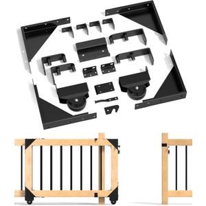 Sliding Gate Kit Heavy Duty Rolling Gate Hardware Kit with Gate Latch for Smooth, Secure Gate Operation, Black