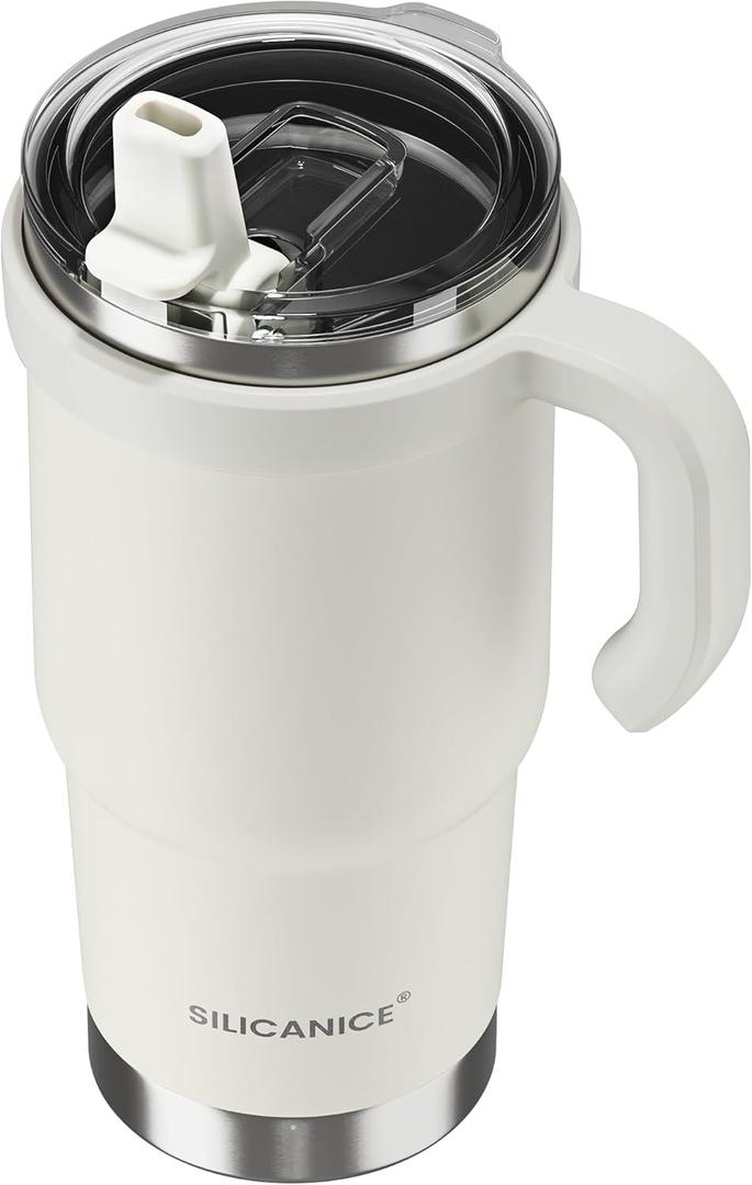 For Iced Coffee & Smoothies Never Drink from a Moldy Lid Again: 24oz Hygienic Tumbler, 100% Leakproof Lid & Removable Foldable Spout. Reinforced Base, Fits Cup Holders-Cream