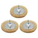 3PC Brass Coated Wire Wheel Brush Kit for Drill, Crimped Cup Brush with 1/4-Inch Shank, 0.13mm Coated Brass Wire Brushes, for Fast Removal of Rust, Paint and Scale from Metal and Wood