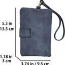 Women Wallet with Wrist Strap Soft PU Leather, Purse for Ladies with ID Window Zipper Coin Pocket 11 card slots (Blue)