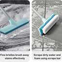 BOOMJOY Floor Scrub Brush with Long Handle, 2 in 1 Scrape and Brush, Stiff Bristles for Cleaning Bathroom, Patio, Garage, Kitchen, Deck, Tile, Blue