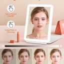 FUNTOUCH Rechargeable Travel Makeup Mirror with Lights and 10X Magnifying Mirrors, Portable Lighted Vanity Mirror with 80 Led,2000mAh Battery,3 Color Lighting,Touch Dimming,Tabletop Light up Mirror
