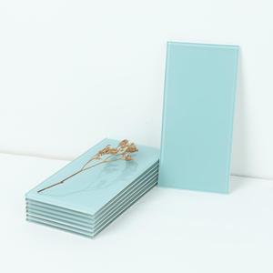 Peel and Stick Backsplash Glass Subway Tile, 3" x 6" Light Blue Glass Backsplash for Kitchen Bathroom (40-Piece)