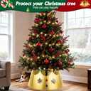 QEQEKAKA Metal Christmas Tree Collar Decorations 23Inch Gold Crown Christmas Tree Ring Collar 4-Panel Hollow Snowflakes & Acrylic Gem Inlays, for Xmas Home Indoor & Outdoor Holiday Party Decor