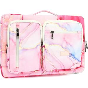 DACHEE 360 Protective Laptop handle Bag,Laptop sleeve case 15.6 inch Computer Bag Compatible with MacBook Air 15 inch (New Pink Marble)