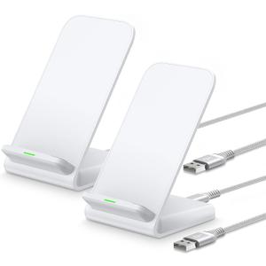Pixel 9 Pro XL Wireless Charger, 15W Fast Charging Stand for Google Pixel 9/9 Pro/9 Pro Fold/8a/8/8 Pro/7a/7 Pro/6 Pro, 2Pack Android Phone Wireless Charger Stand for Samsung Galaxy S25 S24 S23 S22 (White)