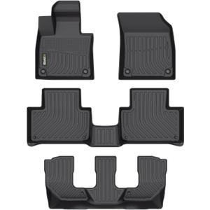 HAFIDI Floor Mats Fit for 2021-2026 Volvo XC90 Recharge 7 Seats All Weather Protection TPE Anti-Slip Automotive Floor Liners, Fits 1st & 2nd & 3rd Row Full Set Custom Accessories, Black