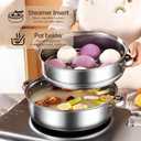 3-Tier Stainless Steel Steamer Pot with Lid, Multipurpose Steam Pots for Cooking, Vegetable & Dumpling Steamer Set with Durable Handles and Glass Lid for Fish, Meat, and Seafood