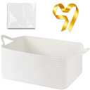 Large Empty Gift Baskets for Baby Shower, 16.5" L x 12.6" W x 7" H Cute Woven Storage Basket with Gift Bags and Ribbons, Small Rope Toy Basket with Handles, Cat Dog Pet Toy Organizer - White