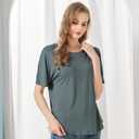 netdraw Women's Ultra Soft Bamboo Viscose Dolman Top Loose Fit Trendy Casual Lounge Short Sleeve Pajama Batwing T-Shirt (Gray, S)