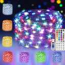 24 Multi Color Changing Fairy Lights USB Powered with Remote Control, 33ft 100 RGB LED Bright Silver Wire Starry String Lights for Christmas Tree, Wedding Party, Indoor, Garden, Bedroom Holiday Dcor